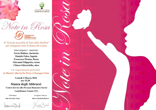 Lunedì 4 marzo il “Grande ensemble di fiati Steffani” a omaggiare le donne del Centro