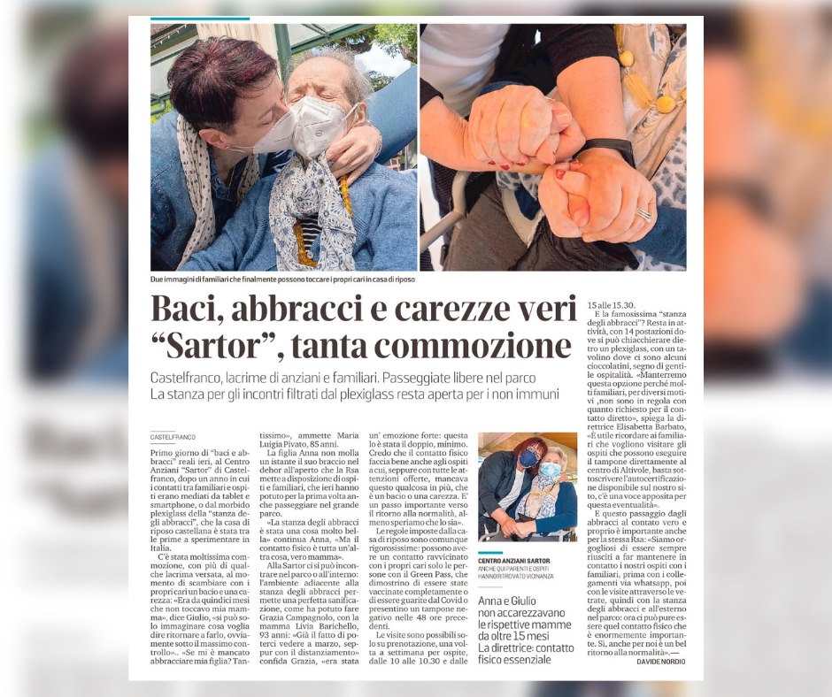 "Baci, abbracci e carezze veri alla Sartor, tanta commozione" 
